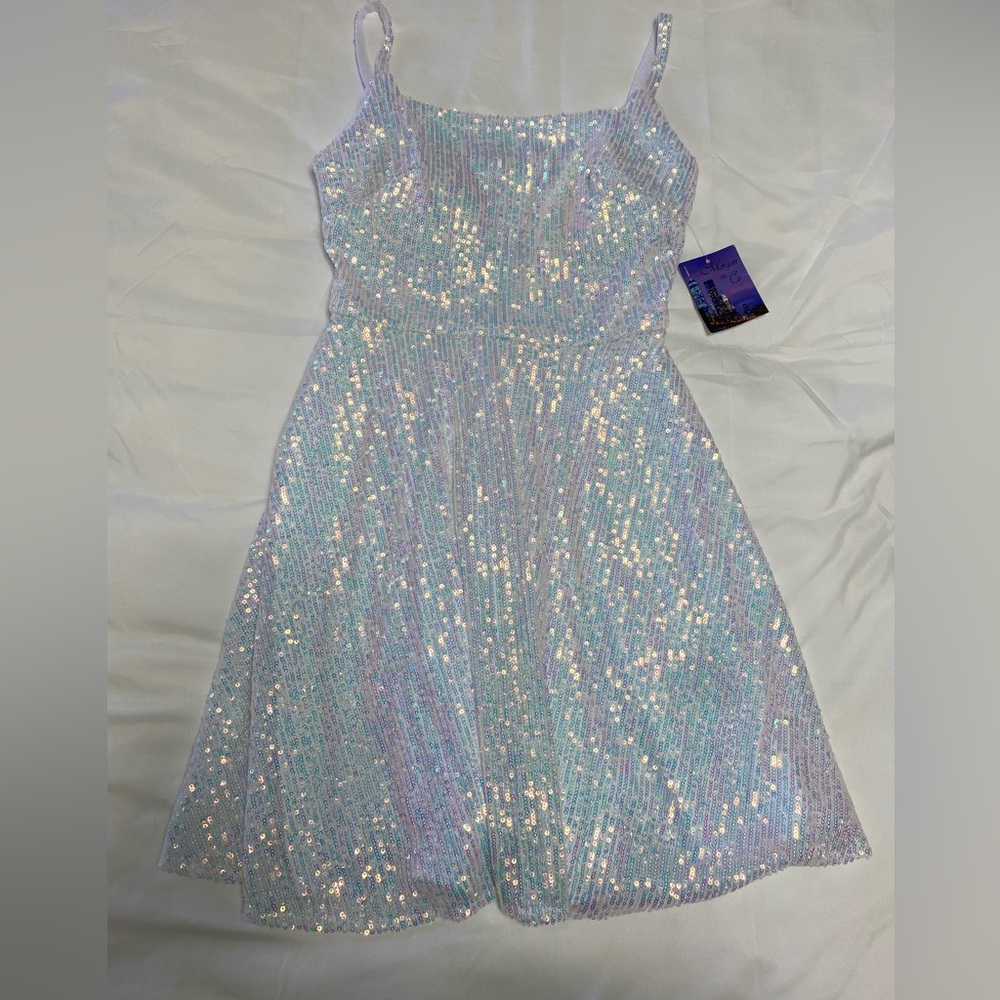 Girls white sequined dress